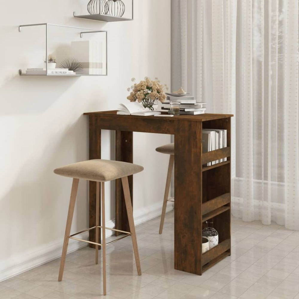 Petromila vidaXL Barový stôl s regálom tmavý dub 102x50x103,5 cm drevotrieska 